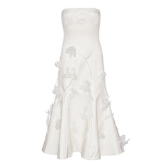 Strapless A-line gown with 3D floral appliqué – Osdin