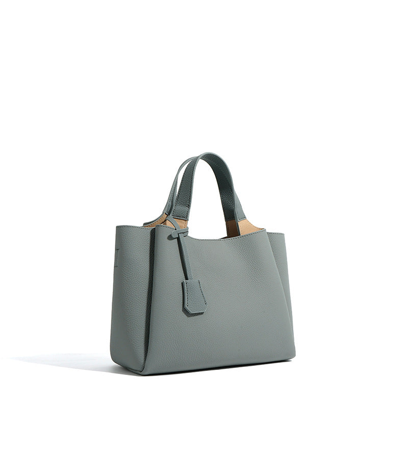 structured pebble leather tote with top handles - TERRAX