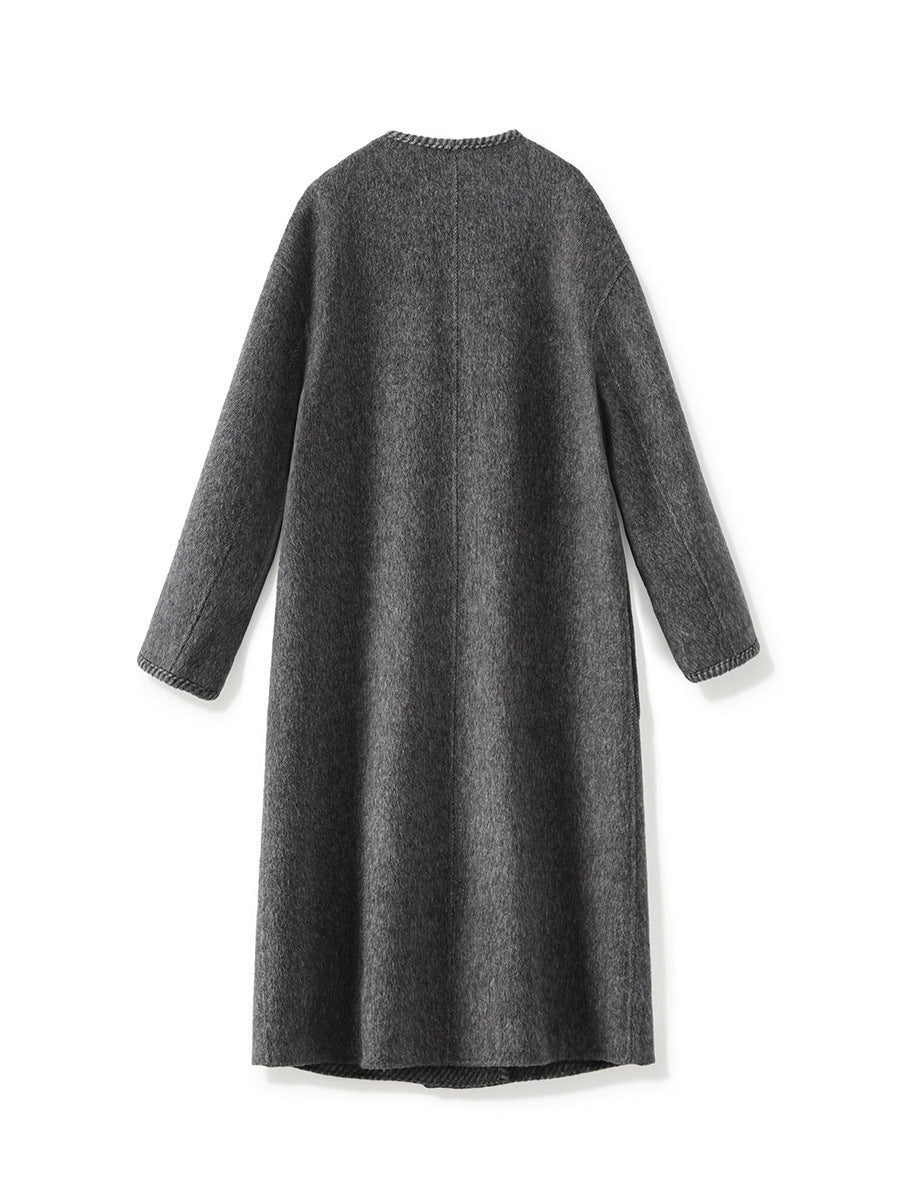 wool-blend coat with ribbed scarf collar - GREYSONY