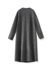 wool-blend coat with ribbed scarf collar - GREYSONY