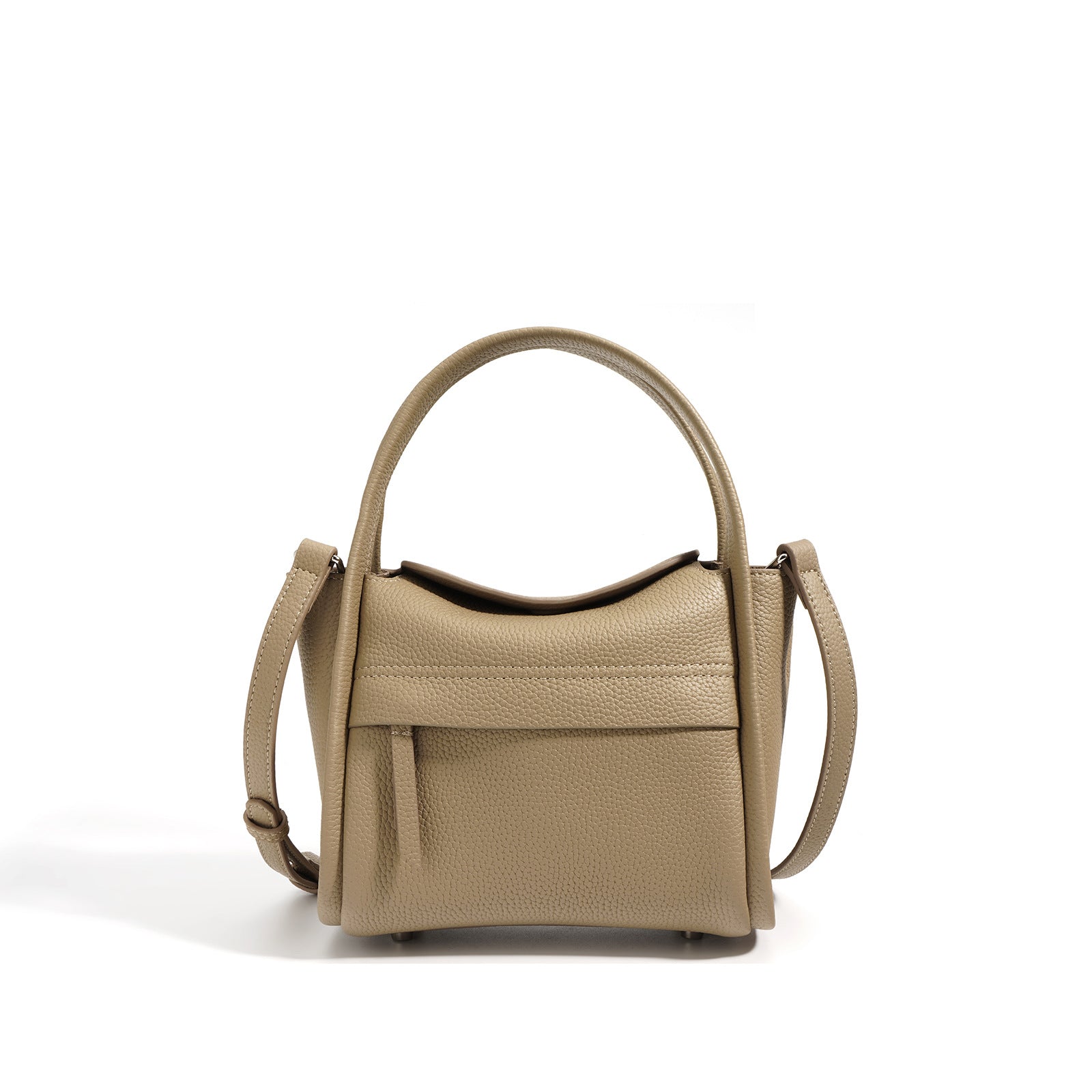structured grainy leather top handle bag with detachable strap - MIRJA