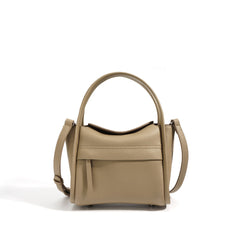 structured grainy leather top handle bag with detachable strap - MIRJA