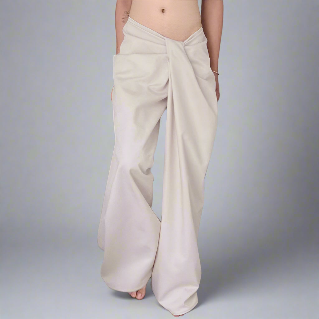 Wide-leg trousers with knot waist detailing - Aprino