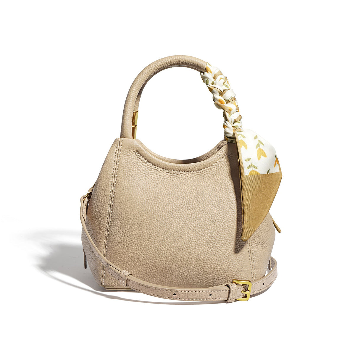 pebble-textured handbag with printed scarf detail - MALIA