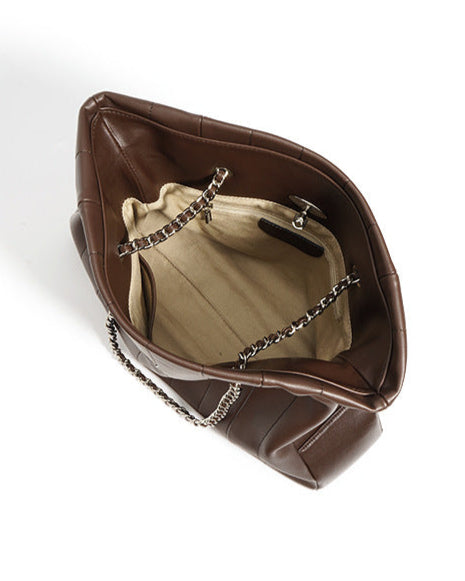 quilted leather tote bag with chain shoulder strap – CECILIAW