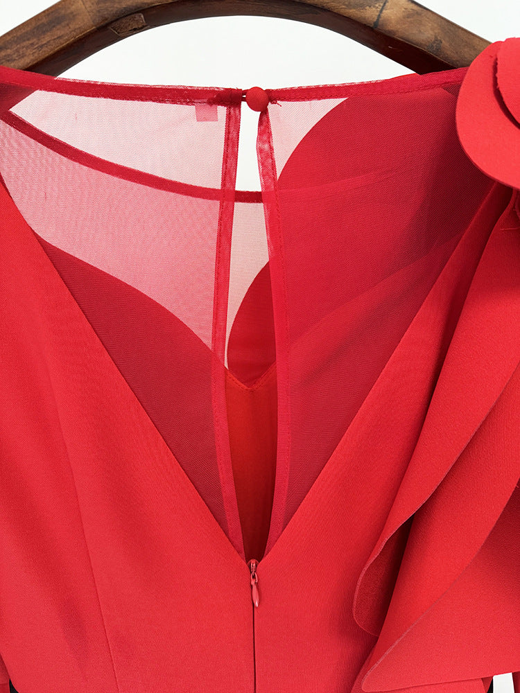 applique detail gown with sculpted shoulder – Farein