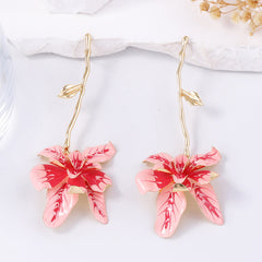 dangling orchid earring with gold stem – SIRENA