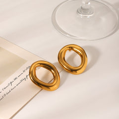Open oval hoop earrings with high-polish finish - Lisadi