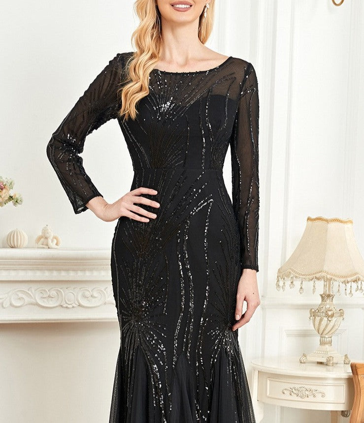sequined mermaid gown with starburst pattern – Fistwqh