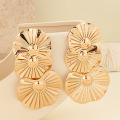 Layered floral fan statement earrings – Augrli