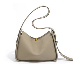 pebble leather shoulder bag with curved top - AURGA