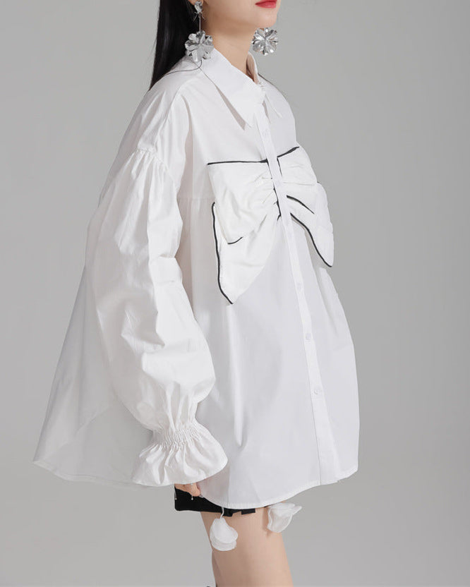 oversized shirt with bow detail and puffed sleeves - Bulji