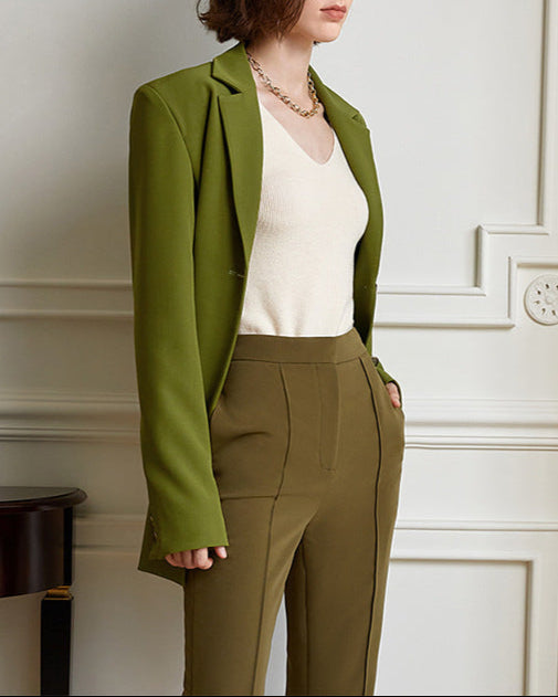 Asymmetric tailored blazer with waist slit - Weqsu