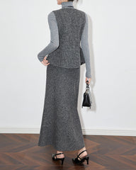 sleeveless textured peplum suit with A-line skirt - CLAIREV
