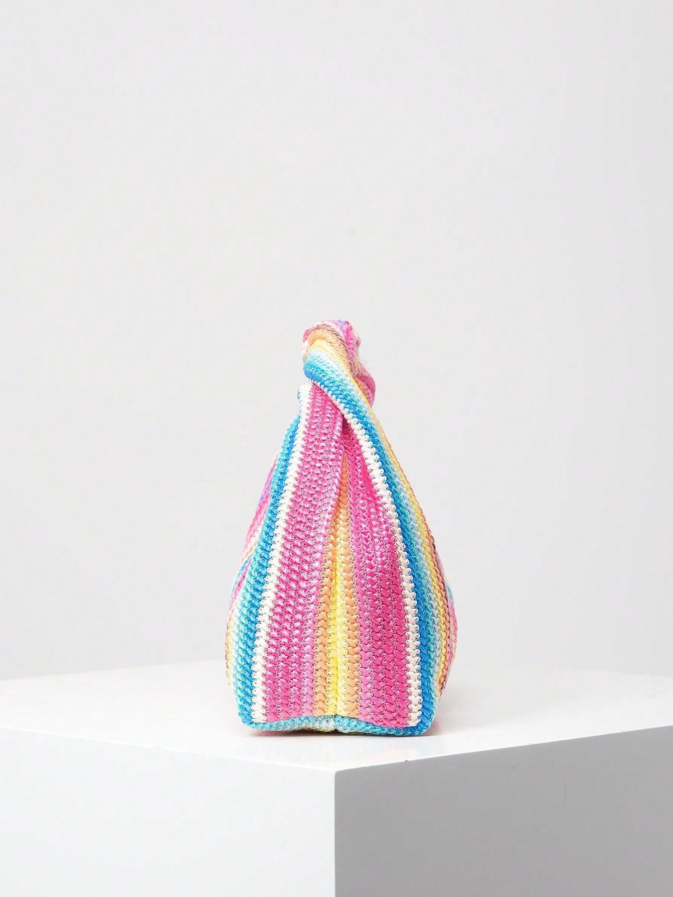 Striped woven handbag with knotted handle - Burti