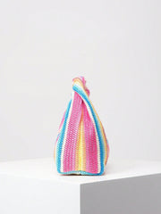 Striped woven handbag with knotted handle - Burti
