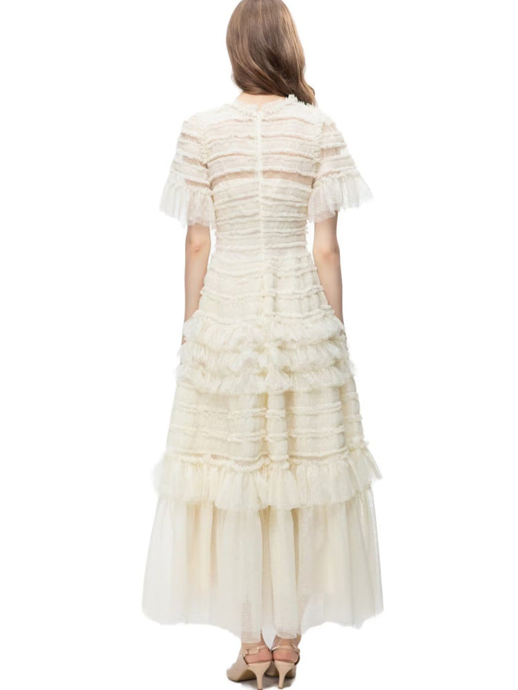 Tiered ruffle tulle midi dress – Gelseye