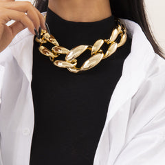 chunky oval-link chain necklace with gold finish – KORA