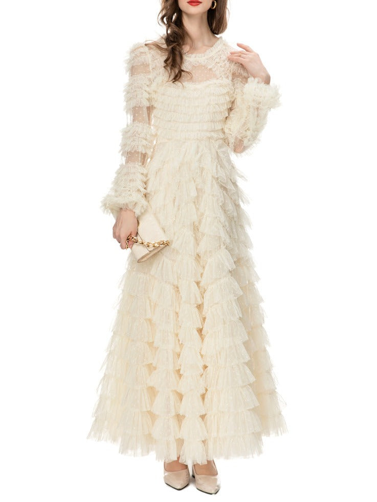 Tiered ruffle lace gown – Genovefa