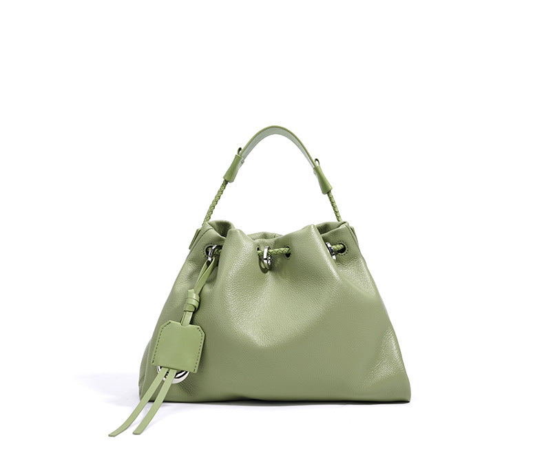 drawstring bucket bag with braided handle – SIENA