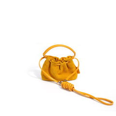 mini suede drawstring bag with top handle - ELVA