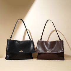structured flap shoulder bag with twist-lock closure - NODRA