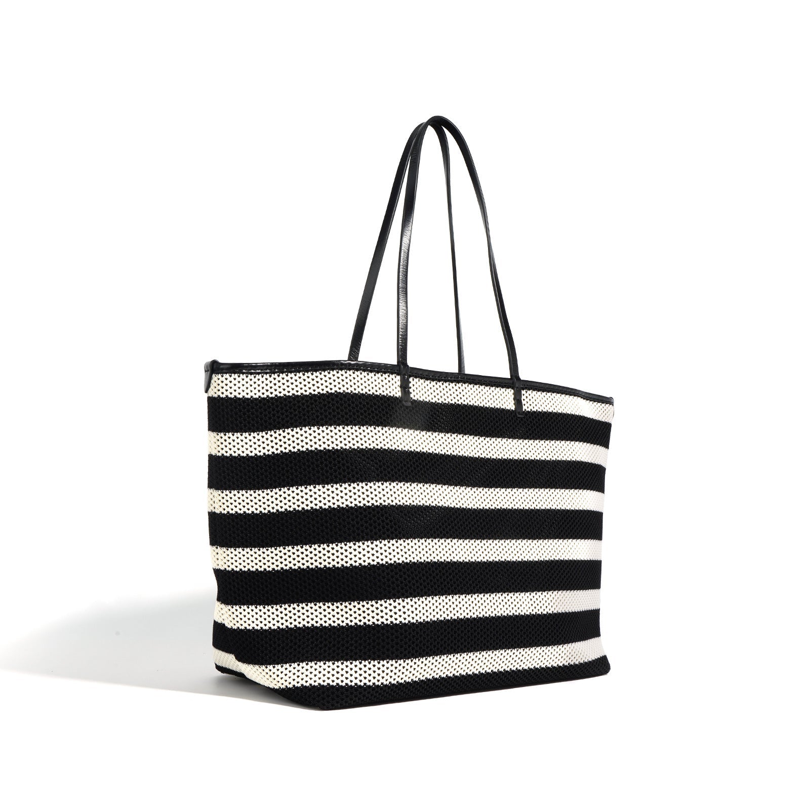 striped oversized tote with perforated texture - COASTAX