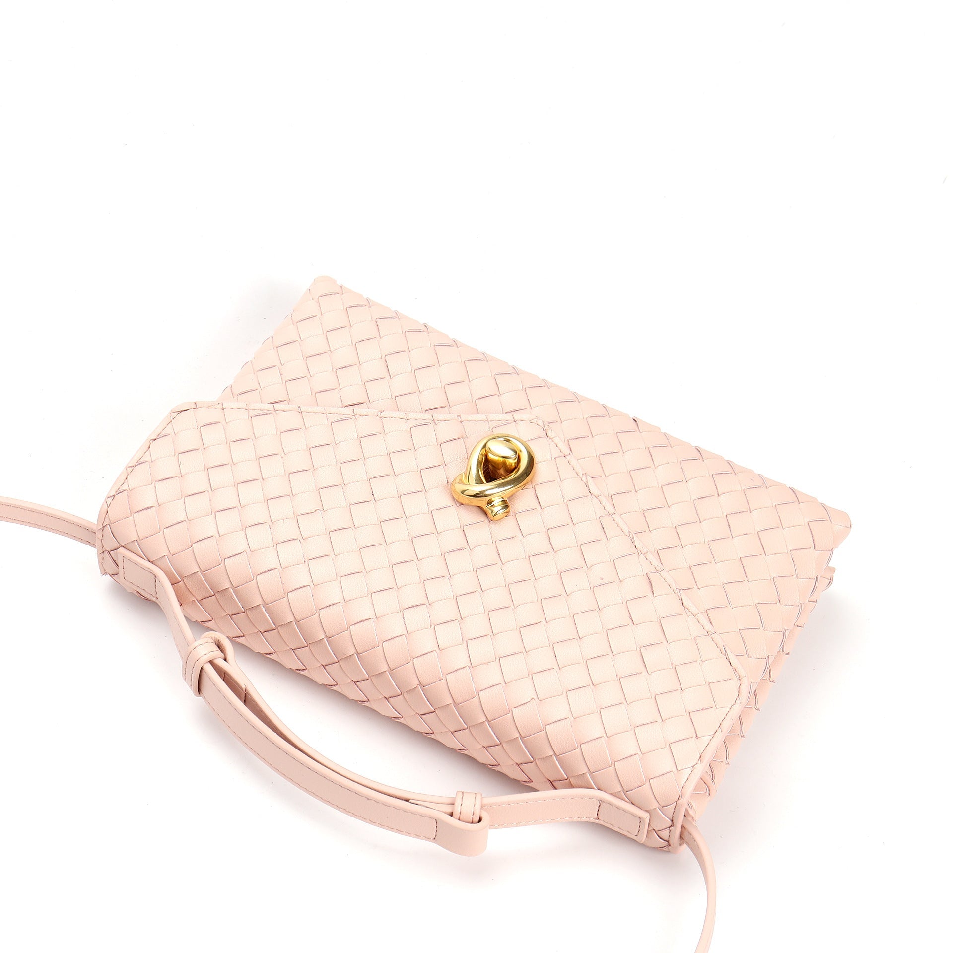 woven leather top-handle mini bag with twist lock - CEZENA