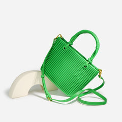 pleated top-handle tote with removable strap - MALYA