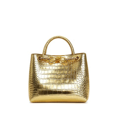 Structured croc-embossed top handle bag with knotted detail – AUROXA