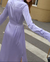 Button-up satin dress with high slit - Srwin