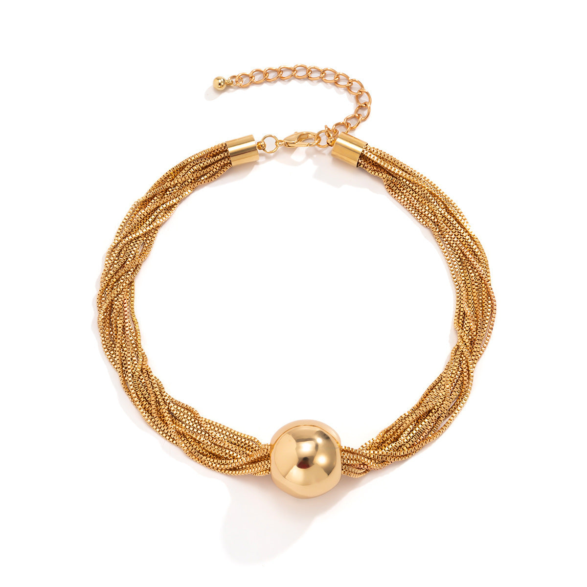 Multi-strand chain necklace with statement orb - Ajiby