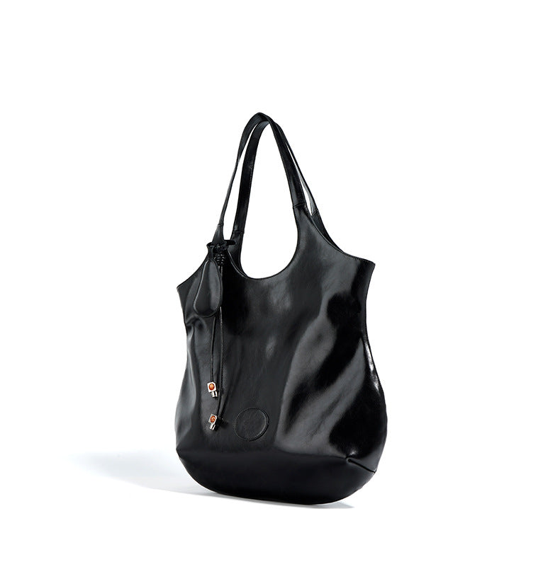 oversized slouchy tote bag with smooth leather finish - NALUXA