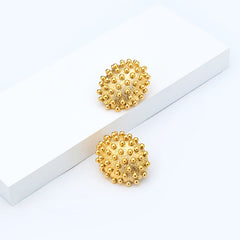 Textured dome earrings with gold beaded details - Smerny