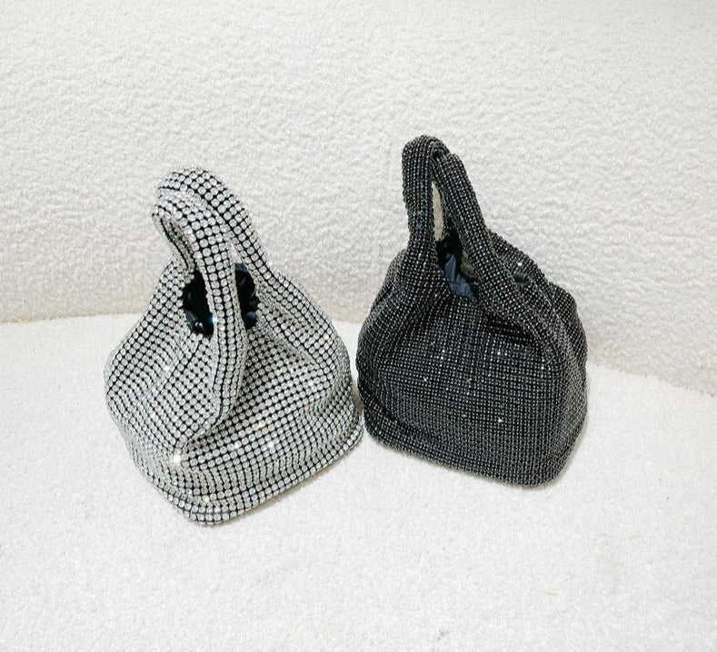 crystal-embellished knotted-handle evening bag - Eromidc