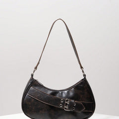 crescent shoulder bag with buckle belt accent - Vynda