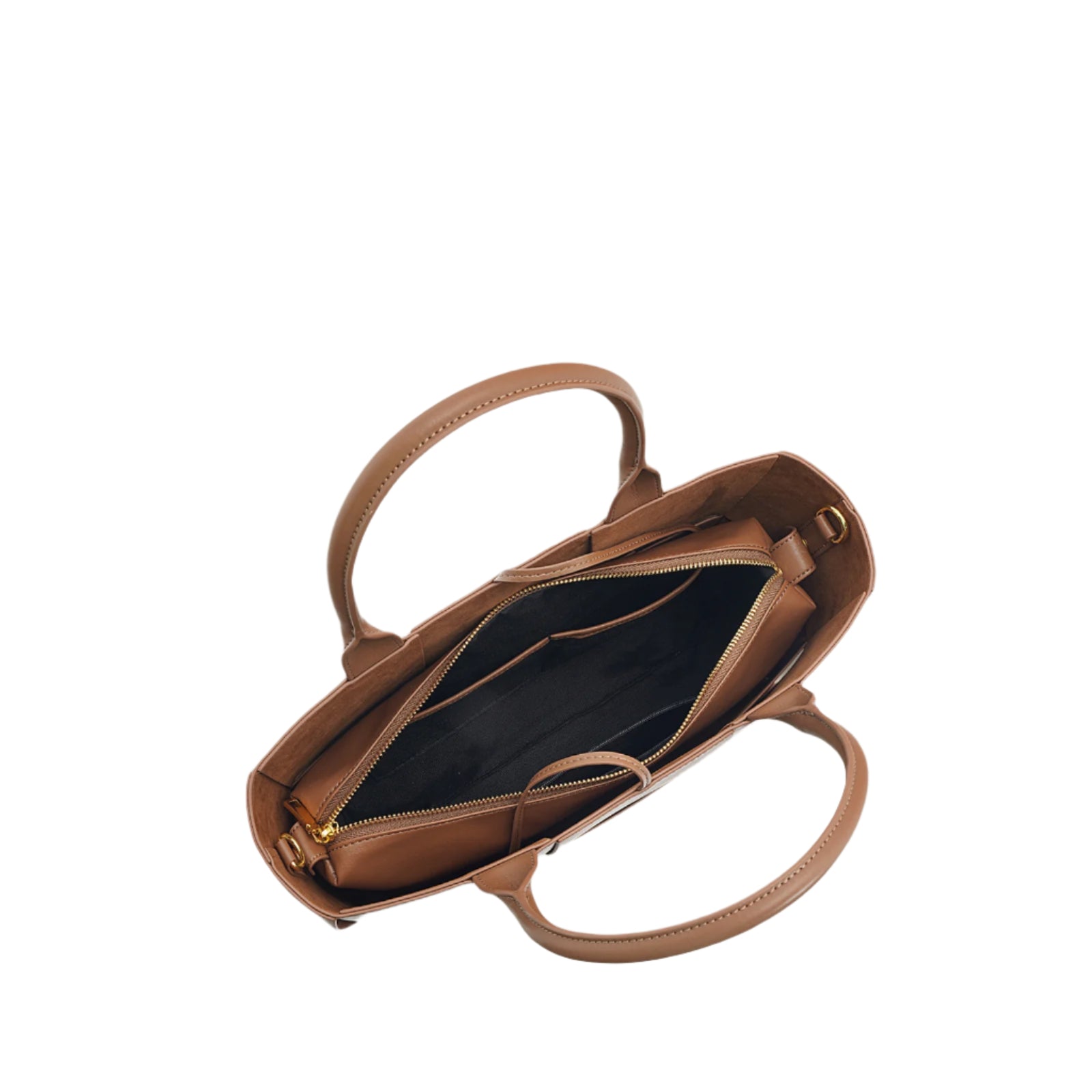 woven leather tote bag with dual top handles - ALVA