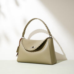 top-handle trapeze bag with braided strap – LENA