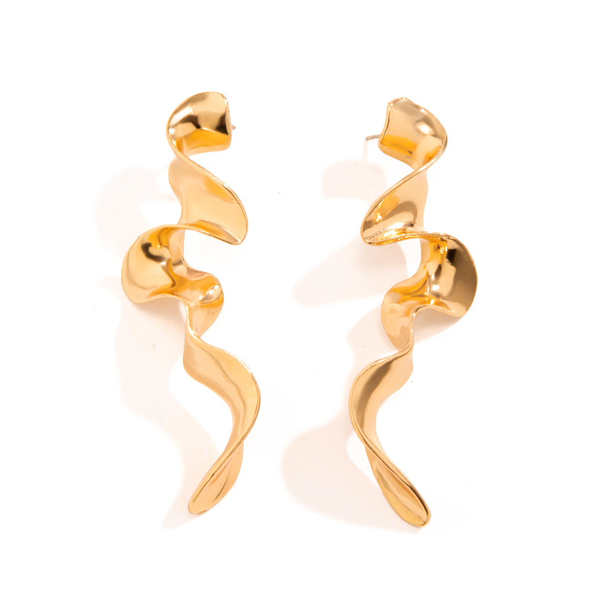 sculptural wave earrings in high-shine gold – SERPENTA