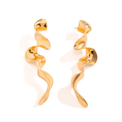 sculptural wave earrings in high-shine gold – SERPENTA