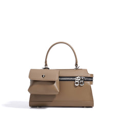 structured handbag with front pouch & double zipper – RAYWA