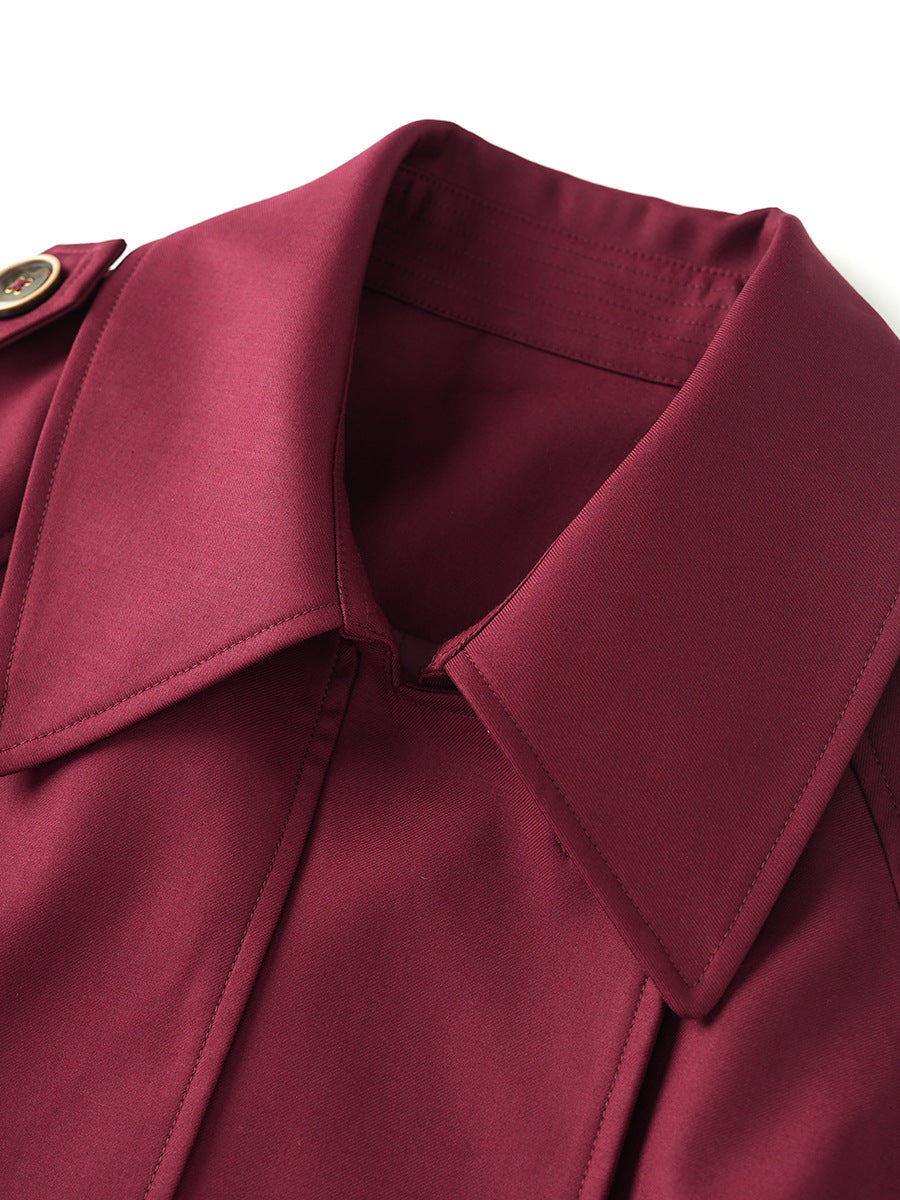double-breasted short trench jacket with tie belt - ARYAB