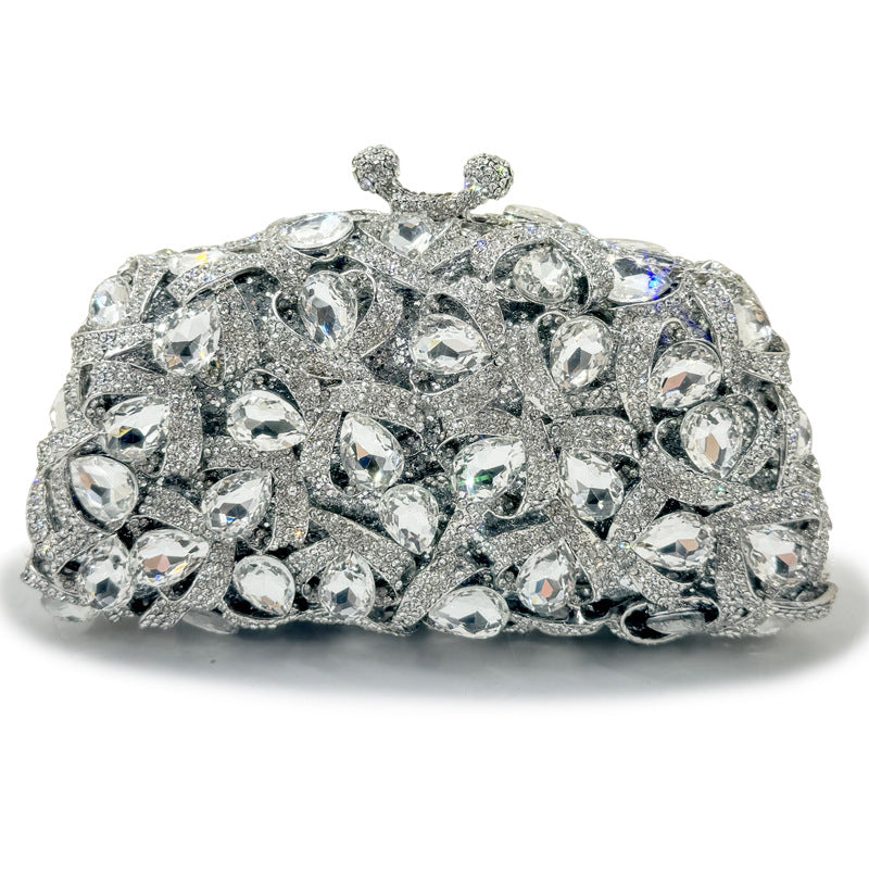 Rhinestone-encrusted evening clutch with heart-shaped jewels - Venium