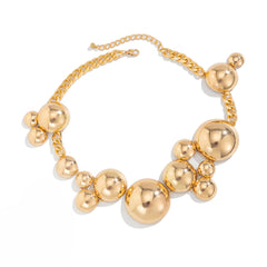 Chunky bubble chain necklace with metallic sphere clusters - Ohgasi