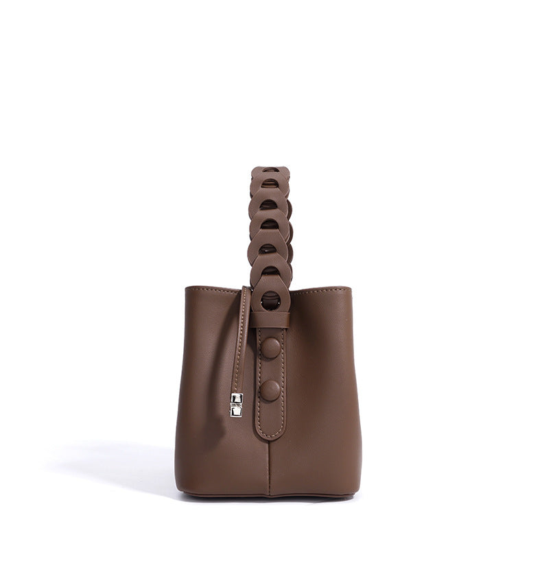 mini bucket bag with braided top handle - LUXA