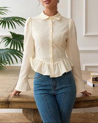Peplum blouse with puff sleeves - Tinwu