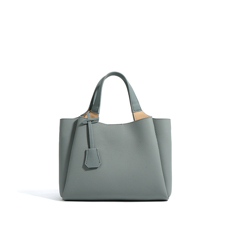 structured pebble leather tote with top handles - TERRAX