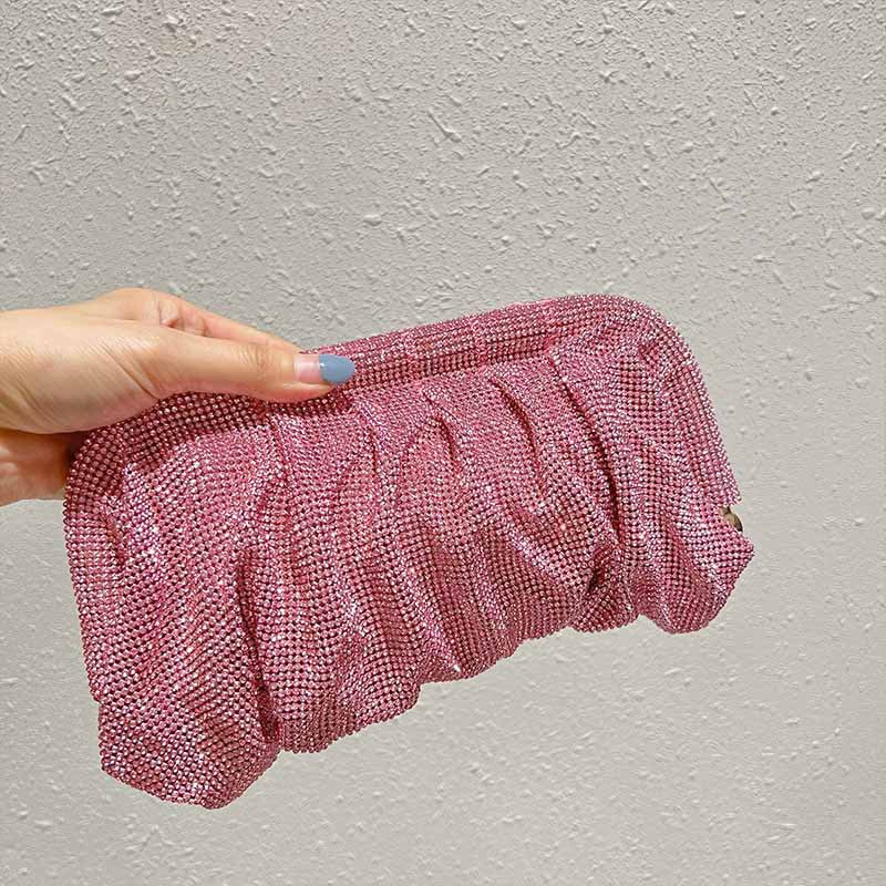 ruched mesh crystal clutch bag - Efuewa