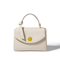 structured top-handle bag with curved flap - VECRA