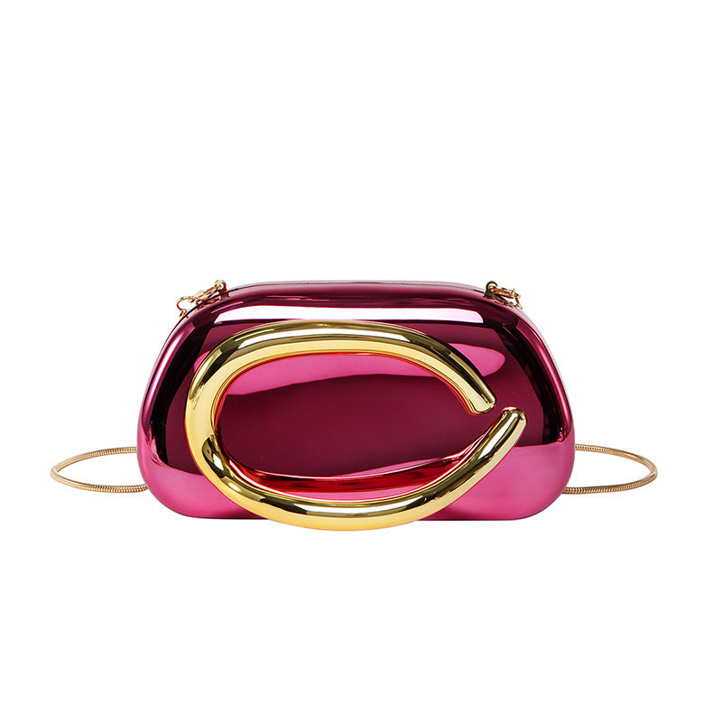 Minimalist clutch with gold curve handle - Artiku